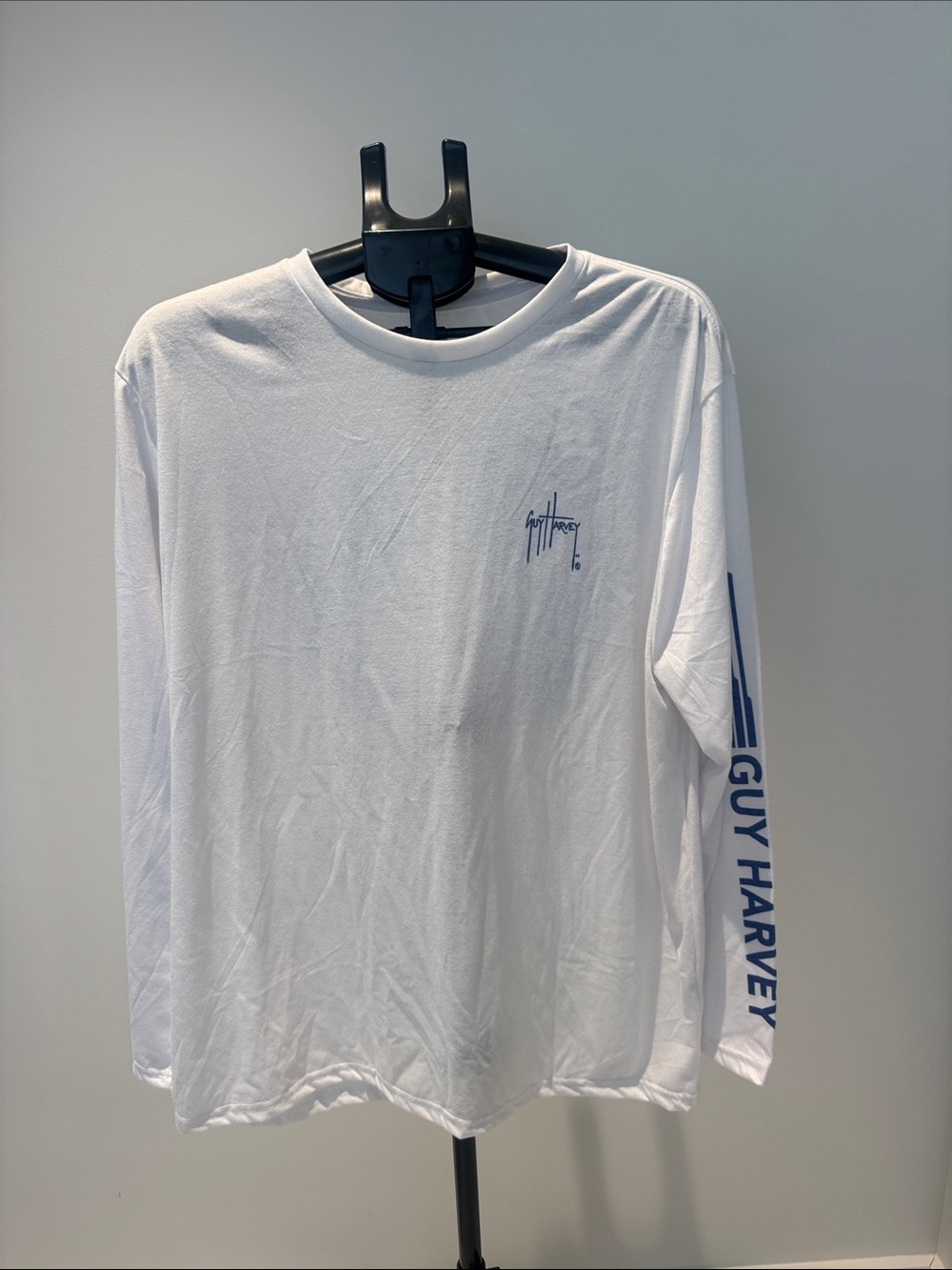 Guy Harvey White Long Sleeve Tee with Blue Logo size XL